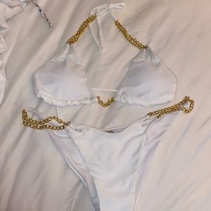 shein gold chained matching bikini set
